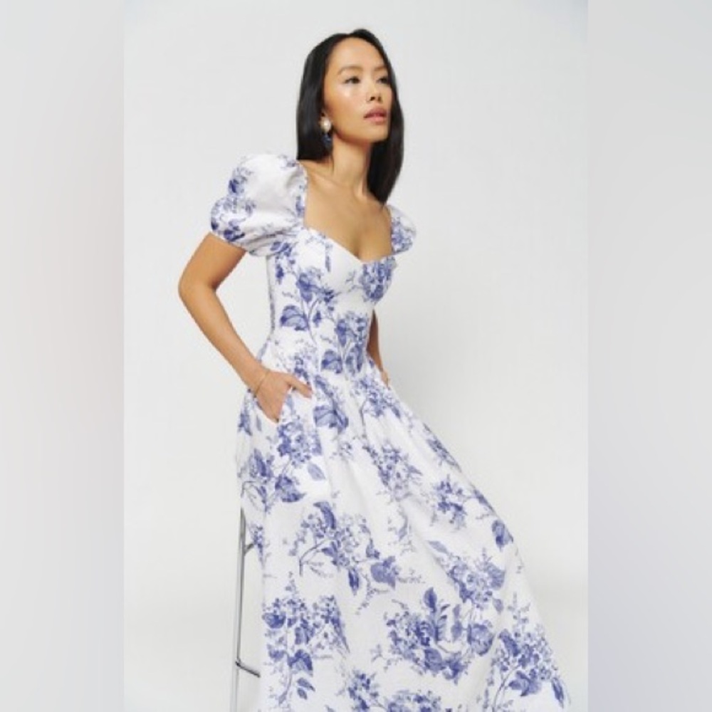 Reformation 2 Davila Floral Print Puff Sleeve Dress